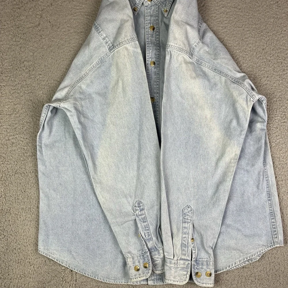 Vintage 90s Denim‎ Button Up Minnesota Vikings Football Shirt Lee Sport Men's L